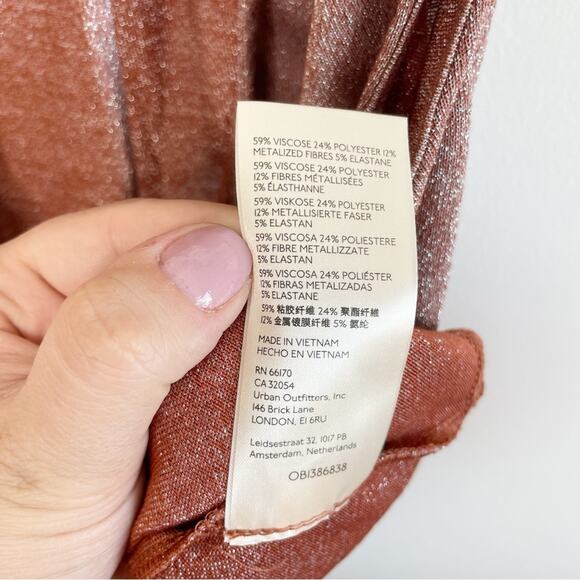 FREE PEOPLE Wanna Dance Convertible Top Pink Copper Rose Gold Size Small - Picture 5 of 9